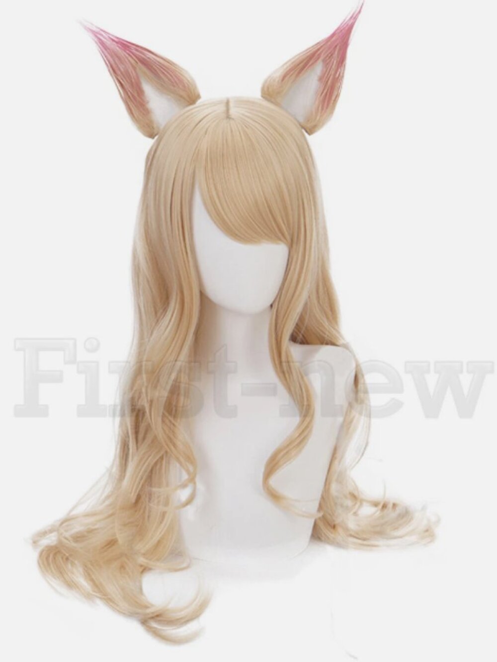 LOL S8 KDA Ahri Cosplay Wig Long Blonde Ears For Nine-Tailed Fox Women Anime Wig